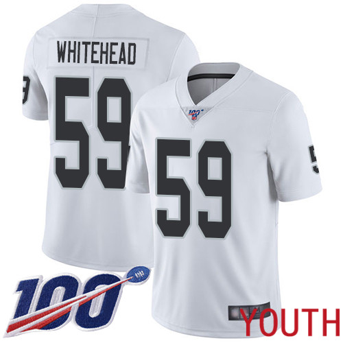 Oakland Raiders Limited White Youth Tahir Whitehead Road Jersey NFL Football #59 100th Season Vapor Jersey